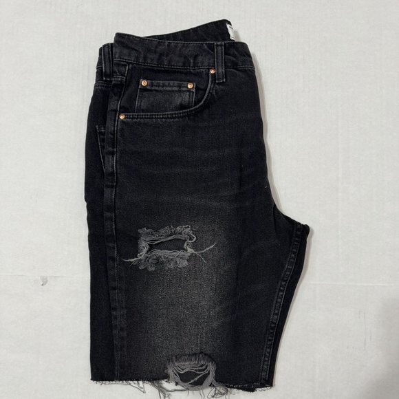 Asos Design NWT Sz 32 Black Distressed Frayed Men's Jean Short - Picture 5 of 8